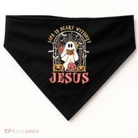Halloween Christian Life Is Scary Without Jesus Lover Groovy Cute Gift USA-Made Doggie Bandana thumb 0