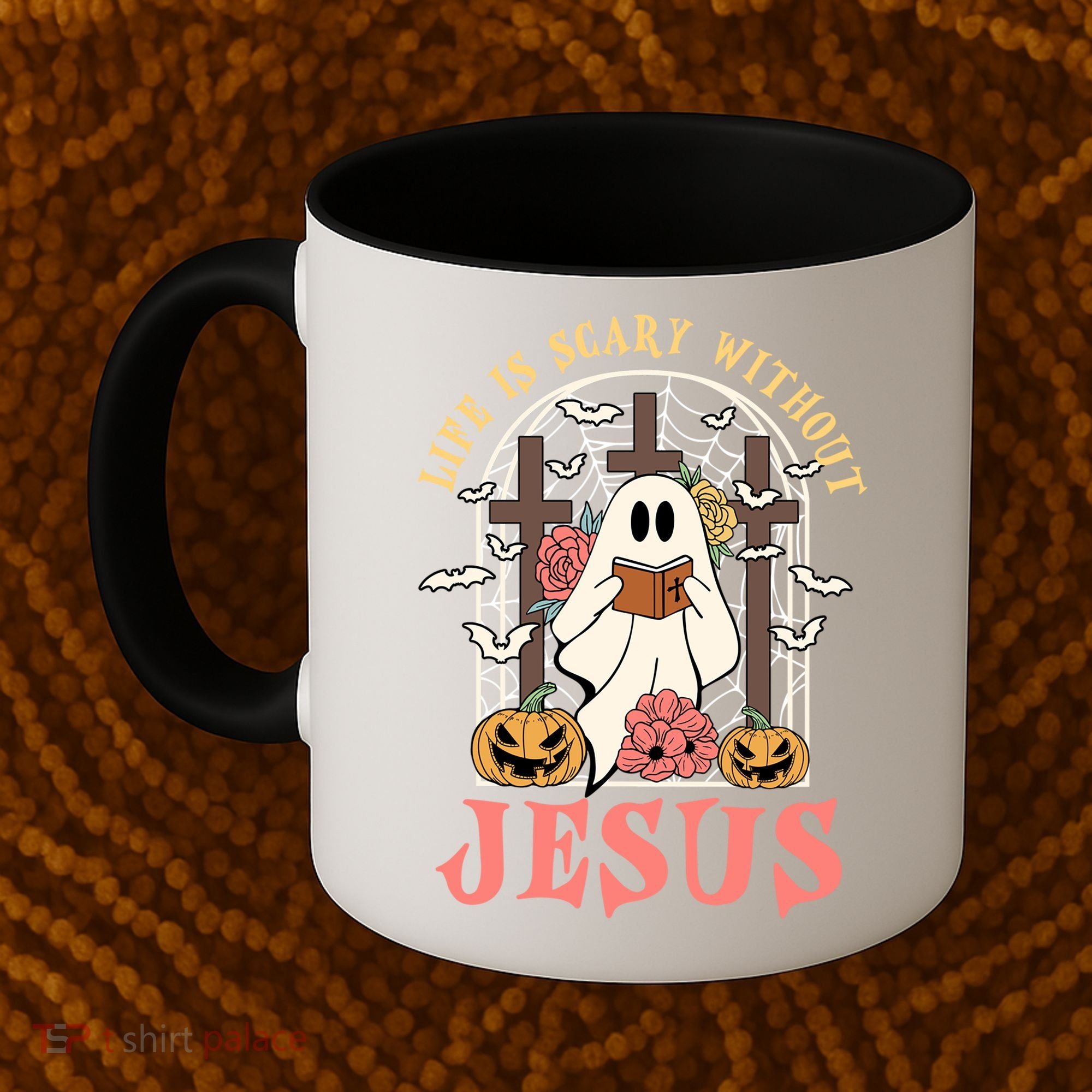 Halloween Christian Life Is Scary Without Jesus Lover Groovy Cute Gift Coffee Mug