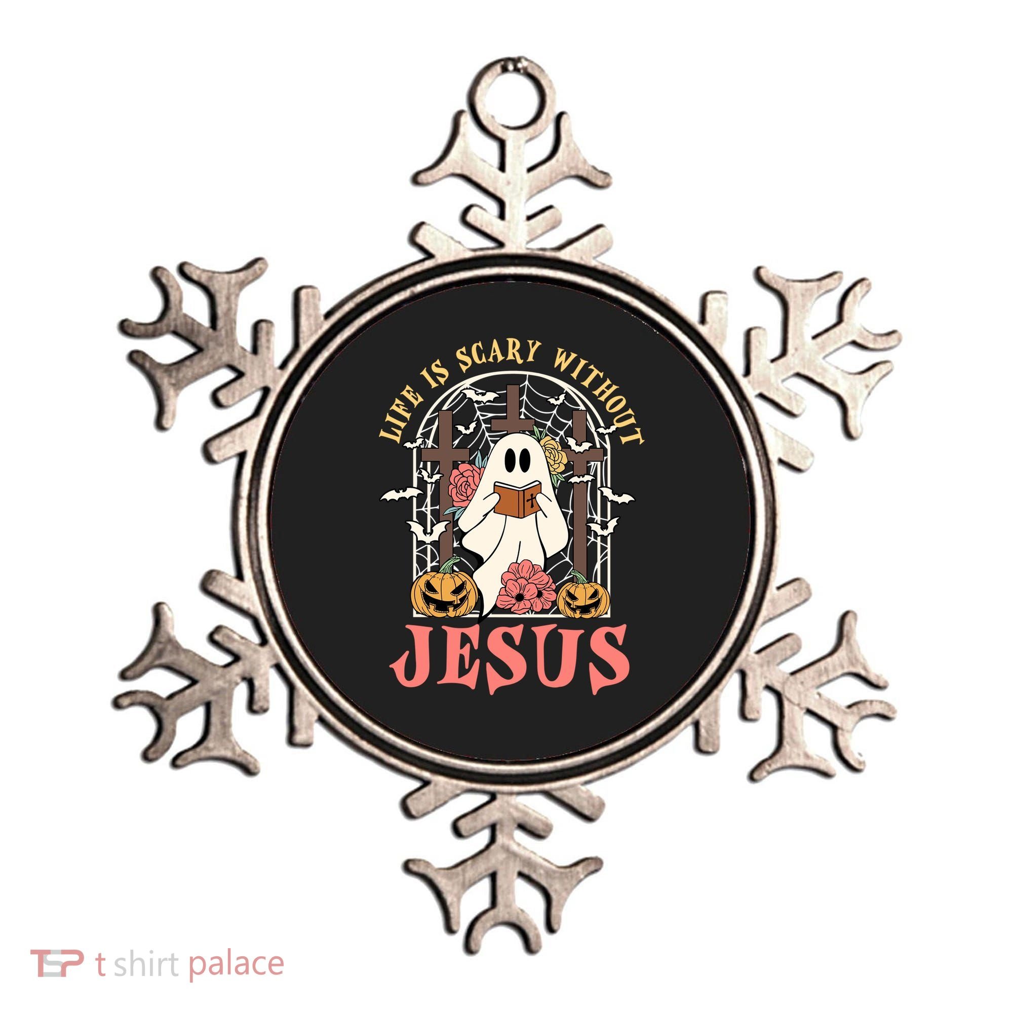 Halloween Christian Life Is Scary Without Jesus Lover Groovy Cute Gift Ornament