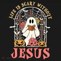 Halloween Christian Life Is Scary Without Jesus Lover Groovy Cute Gift Ornament thumb 1