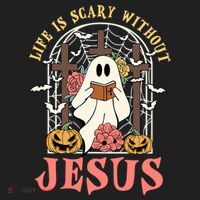 Halloween Christian Life Is Scary Without Jesus Lover Groovy Cute Gift Hat thumb 2