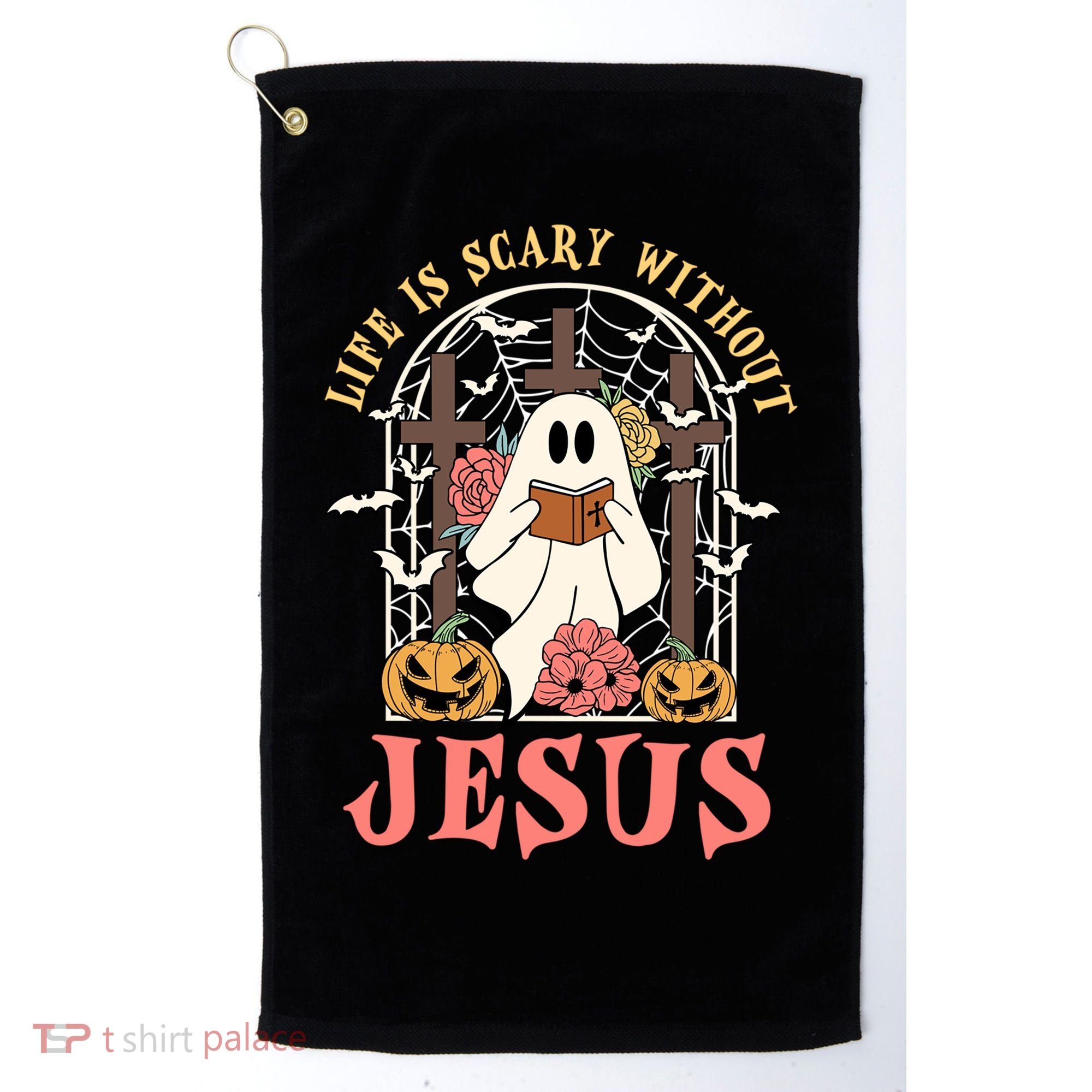 Halloween Christian Life Is Scary Without Jesus Lover Groovy Cute Gift Golf Towel