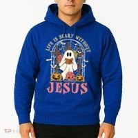 Halloween Christian Life Is Scary Without Jesus Lover Groovy Cute Gift Hoodie thumb 2