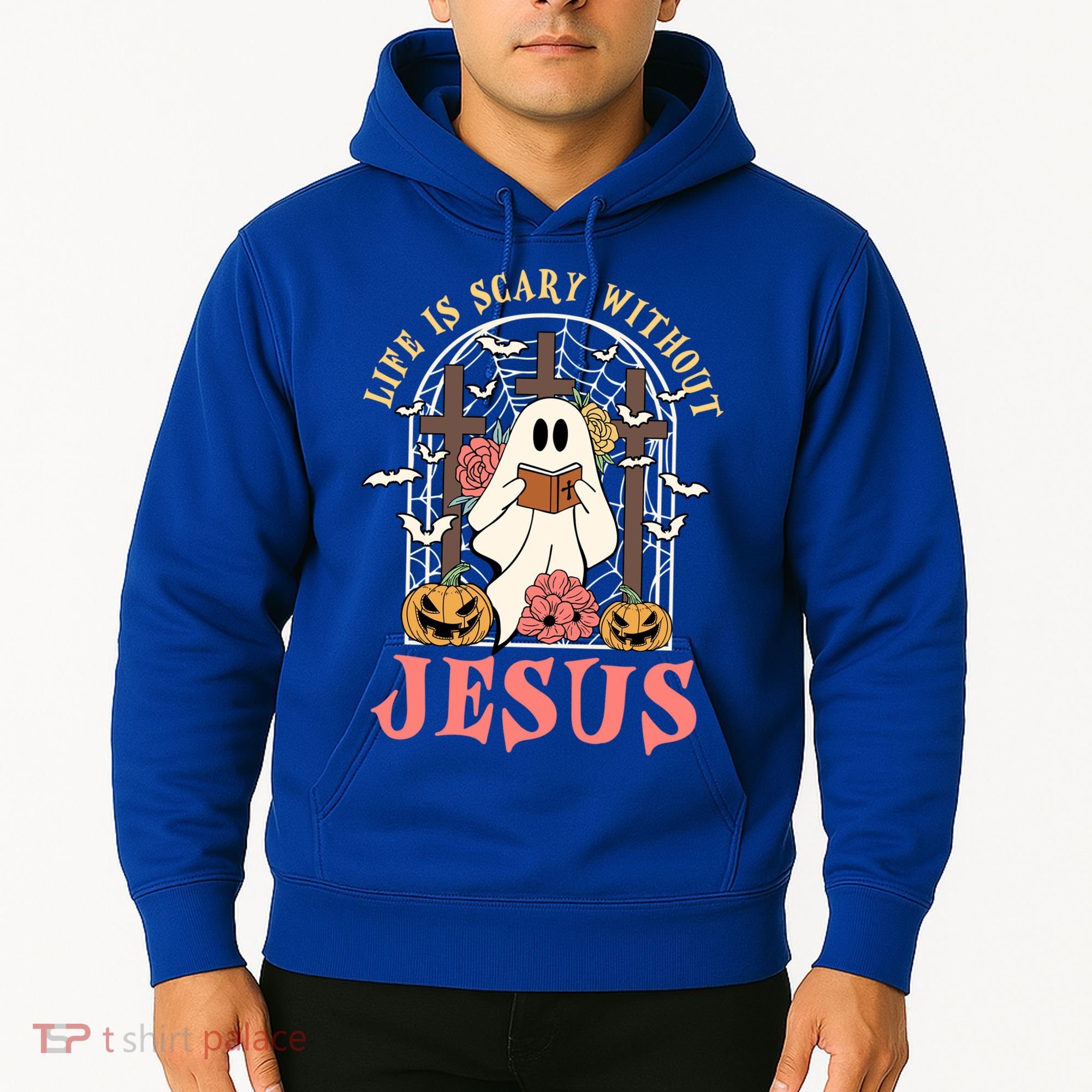 Halloween Christian Life Is Scary Without Jesus Lover Groovy Cute Gift Hoodie