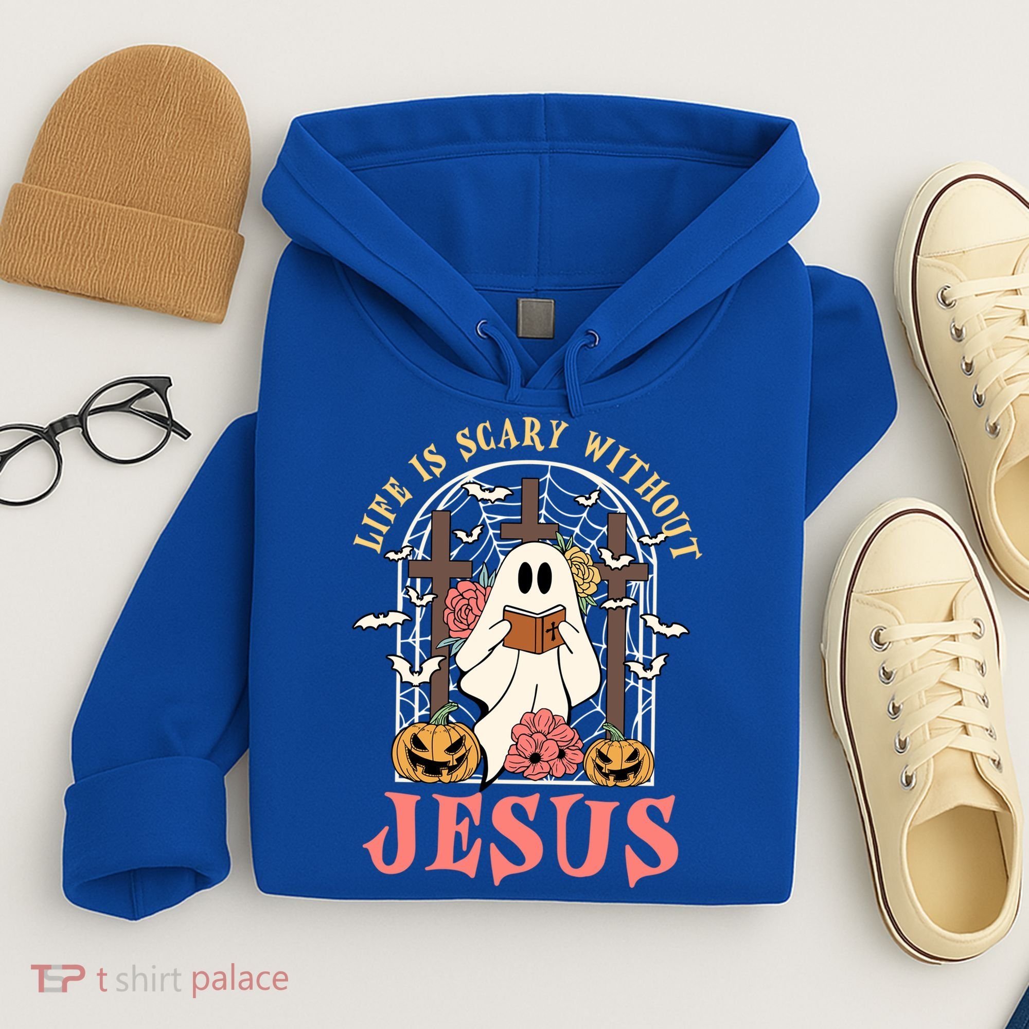 Halloween Christian Life Is Scary Without Jesus Lover Groovy Cute Gift Hoodie