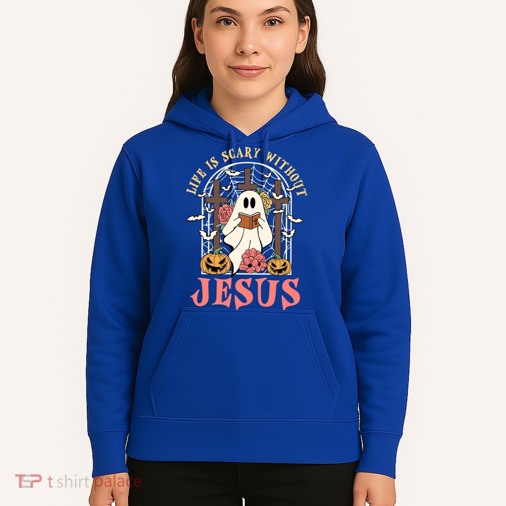 Halloween Christian Life Is Scary Without Jesus Lover Groovy Cute Gift Hoodie