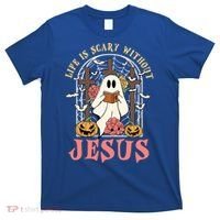 Halloween Christian Life Is Scary Without Jesus Lover Groovy Cute Gift T-Shirt thumb 0