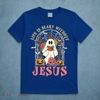 Halloween Christian Life Is Scary Without Jesus Lover Groovy Cute Gift T-Shirt thumb 5