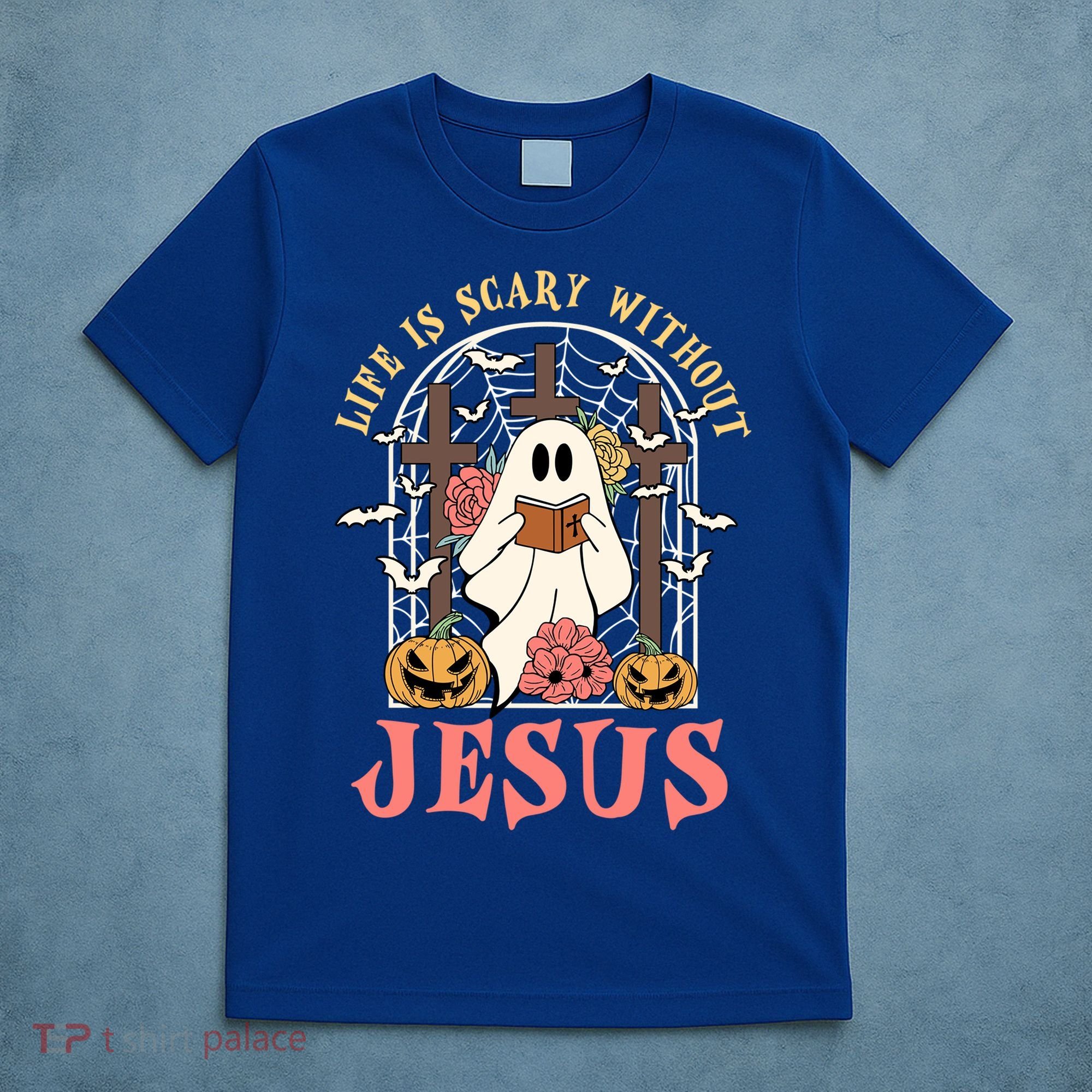 Halloween Christian Life Is Scary Without Jesus Lover Groovy Cute Gift T-Shirt