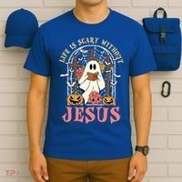 Halloween Christian Life Is Scary Without Jesus Lover Groovy Cute Gift T-Shirt thumb 6