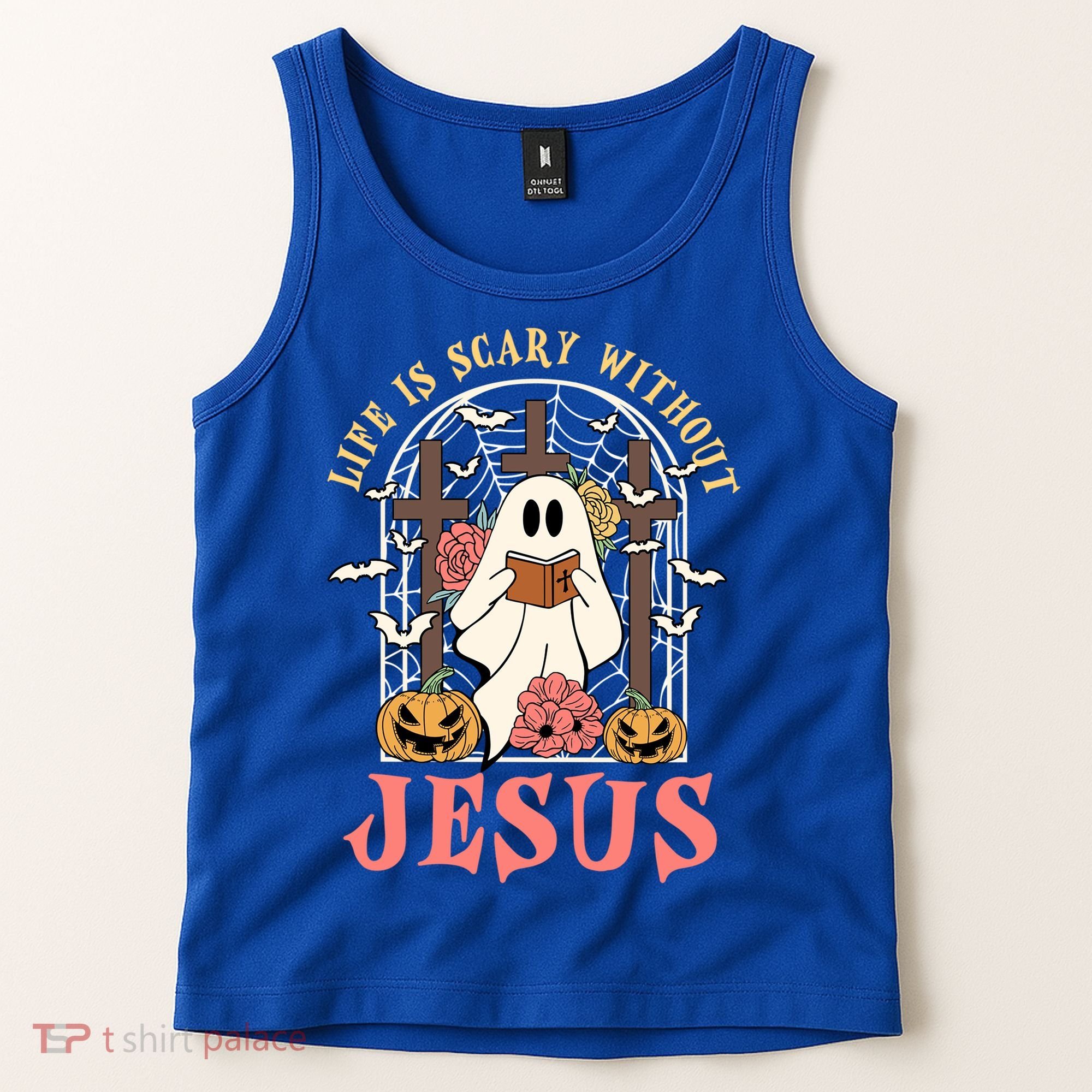 Halloween Christian Life Is Scary Without Jesus Lover Groovy Cute Gift Tank Top