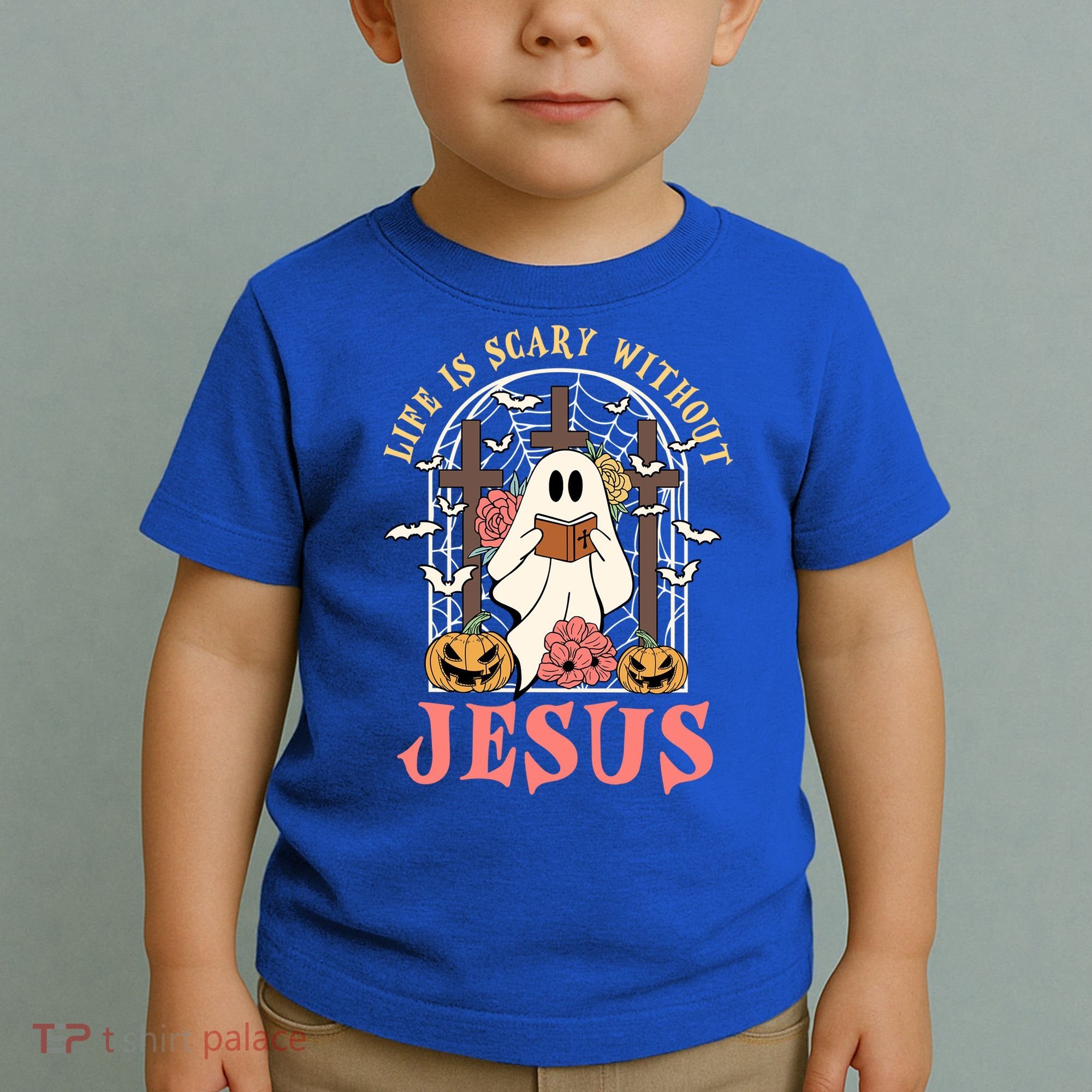 Halloween Christian Life Is Scary Without Jesus Lover Groovy Cute Gift Toddler T-Shirt