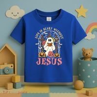 Halloween Christian Life Is Scary Without Jesus Lover Groovy Cute Gift Toddler T-Shirt thumb 3