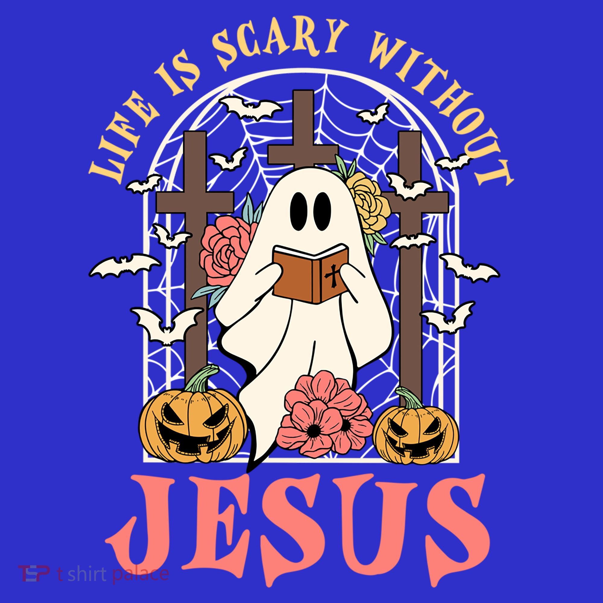 Halloween Christian Life Is Scary Without Jesus Lover Groovy Cute Gift Toddler T-Shirt