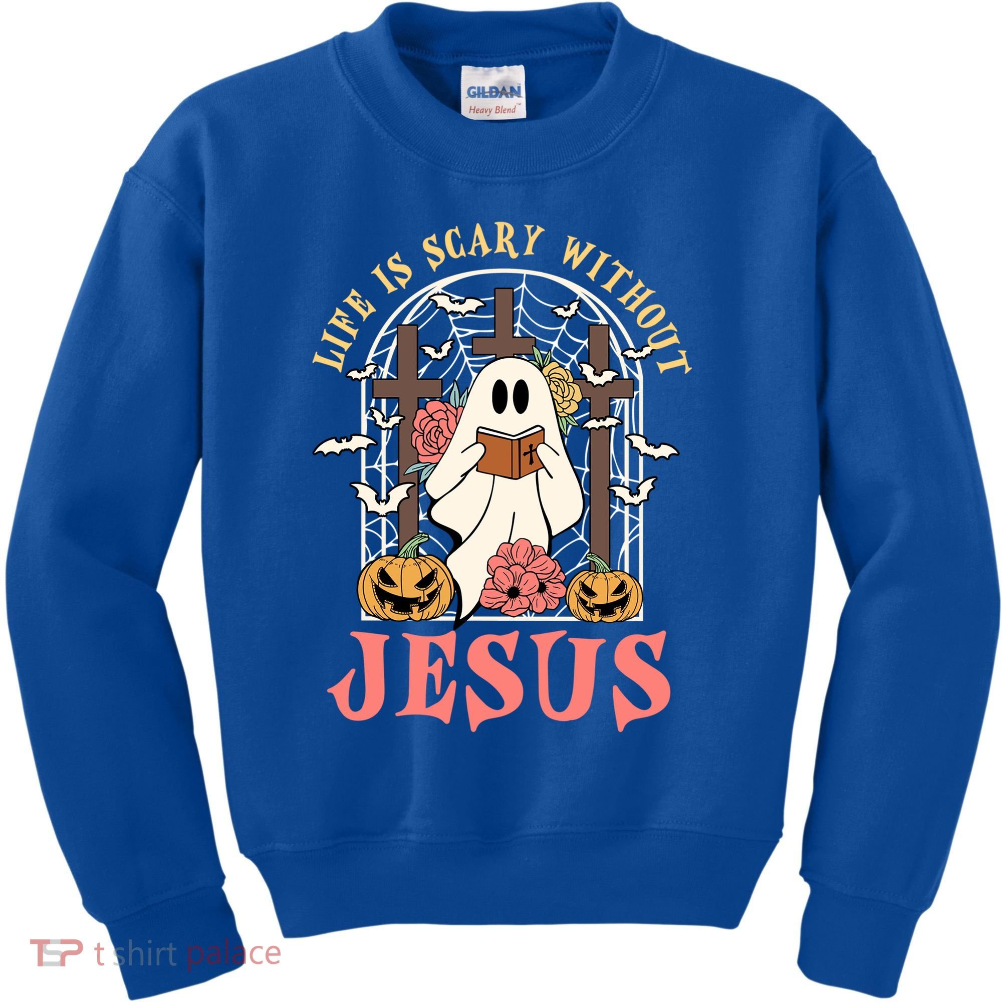 Halloween Christian Life Is Scary Without Jesus Lover Groovy Cute Gift Kids Sweatshirt