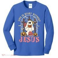 Halloween Christian Life Is Scary Without Jesus Lover Groovy Cute Gift Kids Long Sleeve Shirt thumb 0