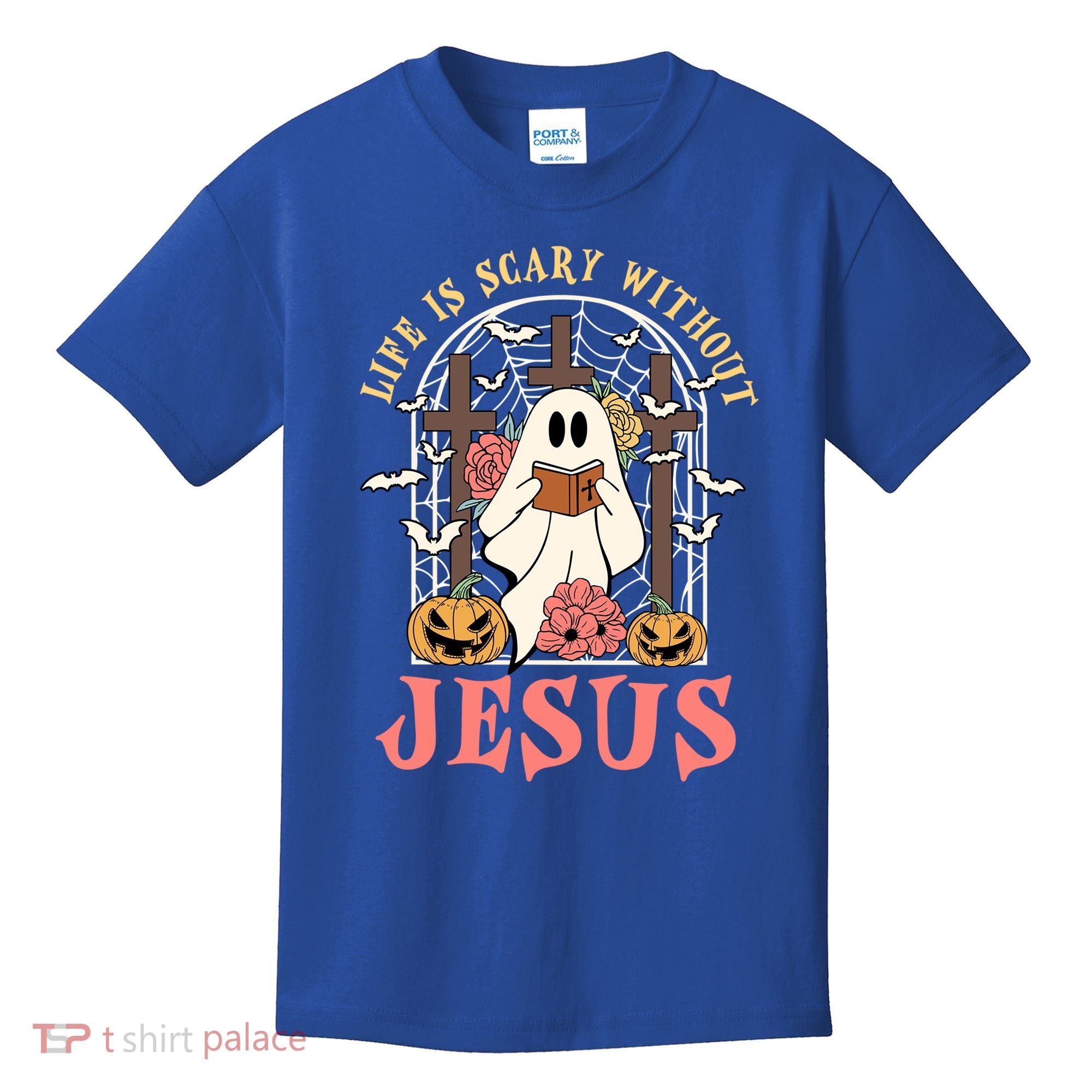 Halloween Christian Life Is Scary Without Jesus Lover Groovy Cute Gift Kids T-Shirt
