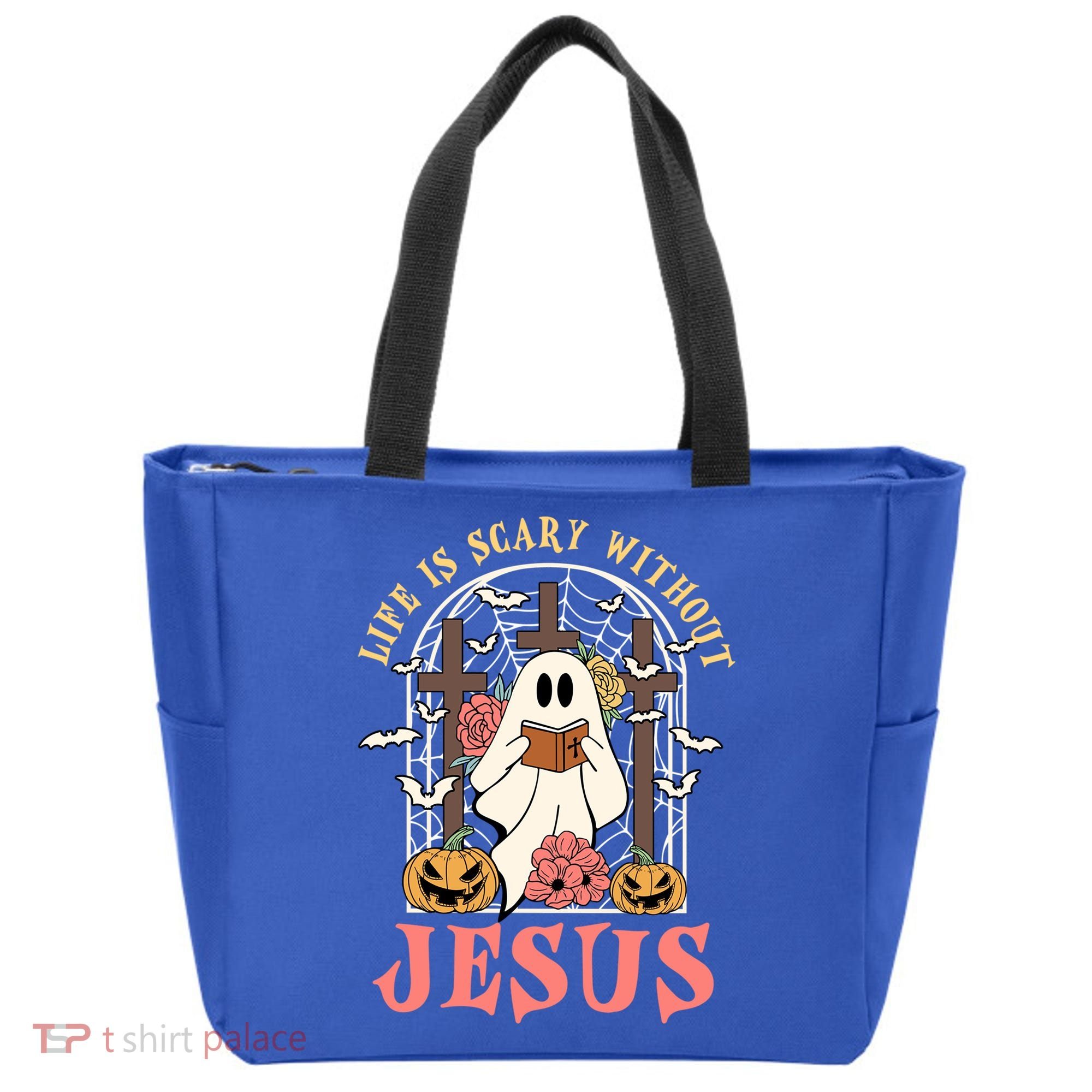 Halloween Christian Life Is Scary Without Jesus Lover Groovy Cute Gift Tote Bag