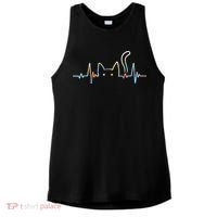 Heartbeat Cat Lover Animal Silhouette Cute Cat Ladies PosiCharge Tri-Blend Wicking Tank thumb 0