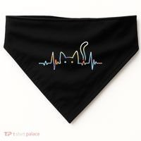 Heartbeat Cat Lover Animal Silhouette Cute Cat USA-Made Doggie Bandana thumb 0