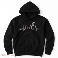 Heartbeat Cat Lover Animal Silhouette Cute Cat Hoodie thumb 0