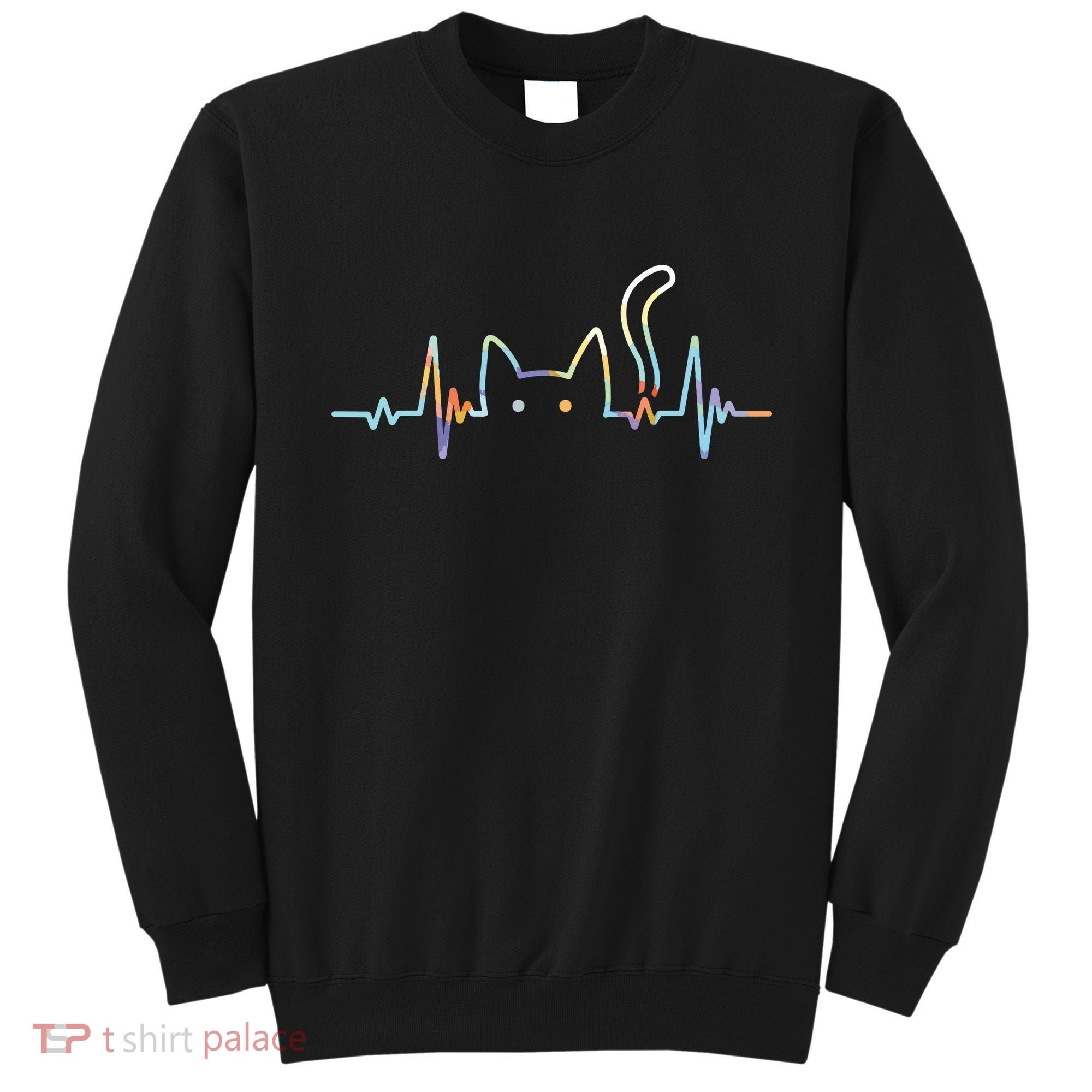 Heartbeat Cat Lover Animal Silhouette Cute Cat Sweatshirt