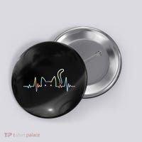 Heartbeat Cat Lover Animal Silhouette Cute Cat Button thumb 0