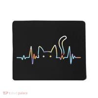 Heartbeat Cat Lover Animal Silhouette Cute Cat Mousepad thumb 0
