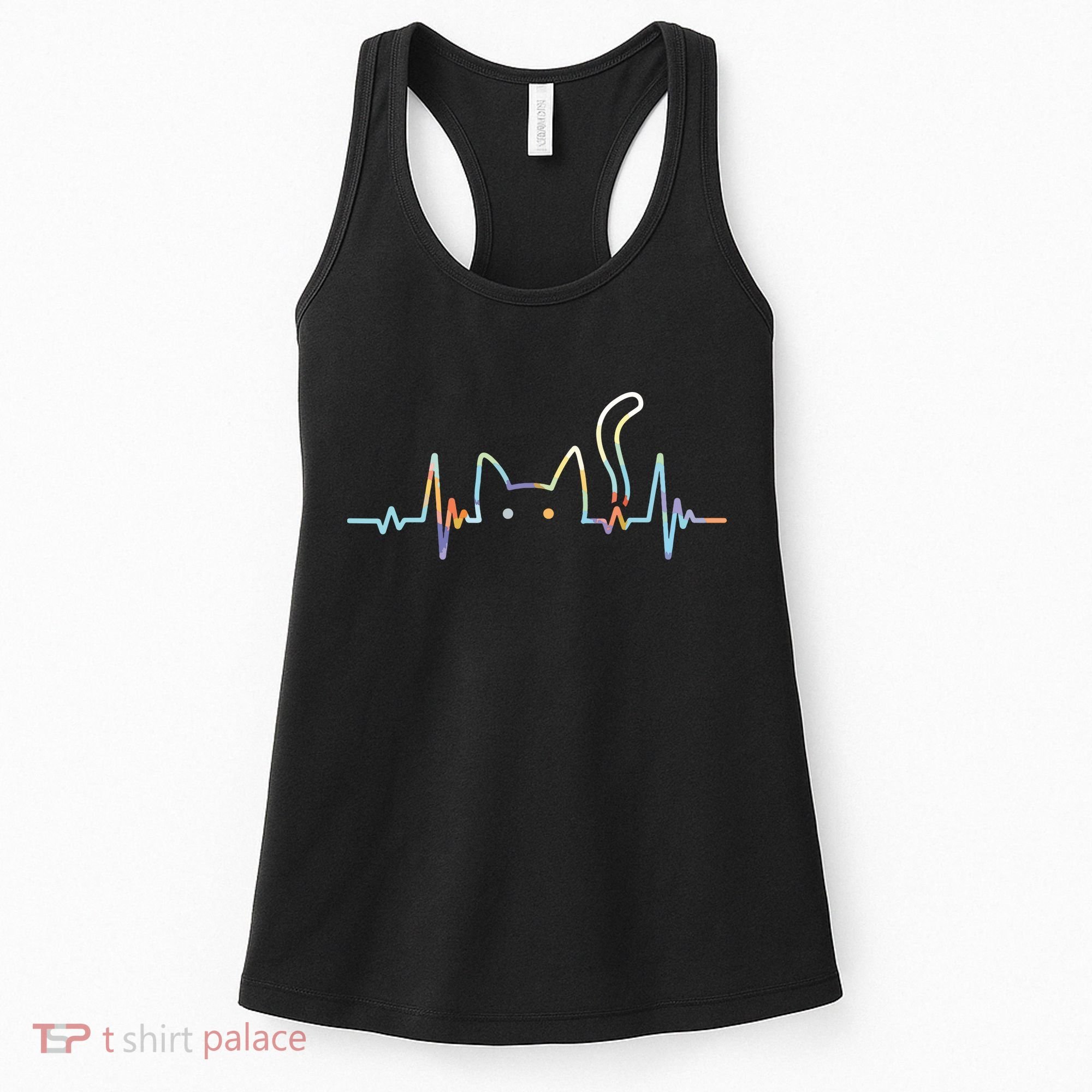 Heartbeat Cat Lover Animal Silhouette Cute Cat Women's Tank Top