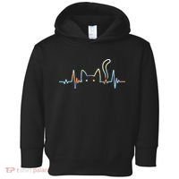 Heartbeat Cat Lover Animal Silhouette Cute Cat Toddler Hoodie thumb 0