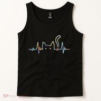 Heartbeat Cat Lover Animal Silhouette Cute Cat Tank Top thumb 2
