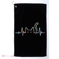 Heartbeat Cat Lover Animal Silhouette Cute Cat Golf Towel thumb 0