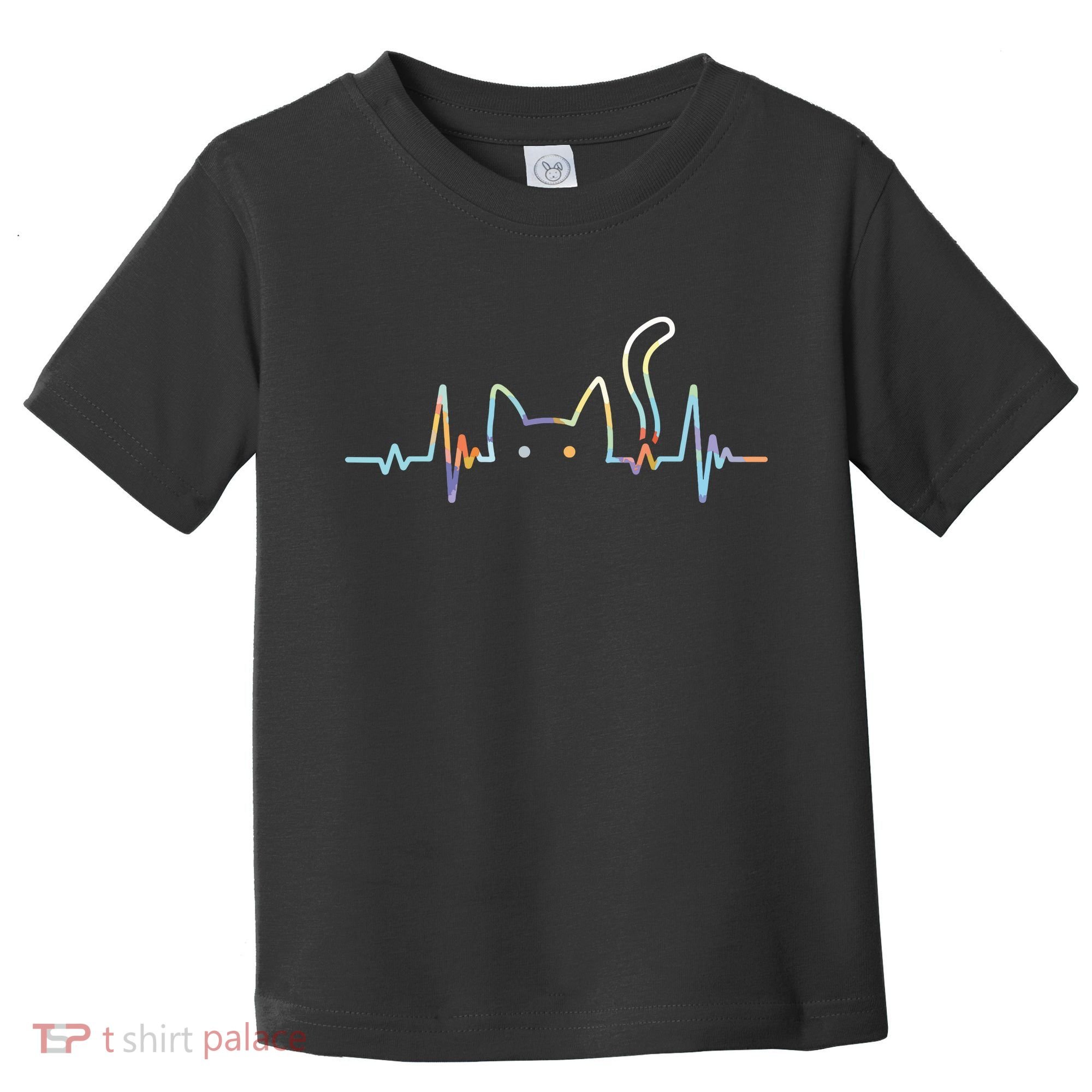 Heartbeat Cat Lover Animal Silhouette Cute Cat Toddler T-Shirt