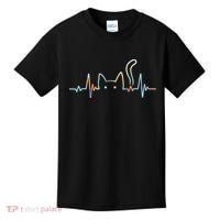 Heartbeat Cat Lover Animal Silhouette Cute Cat Kids T-Shirt thumb 0