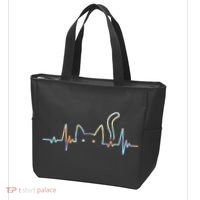 Heartbeat Cat Lover Animal Silhouette Cute Cat Tote Bag thumb 3