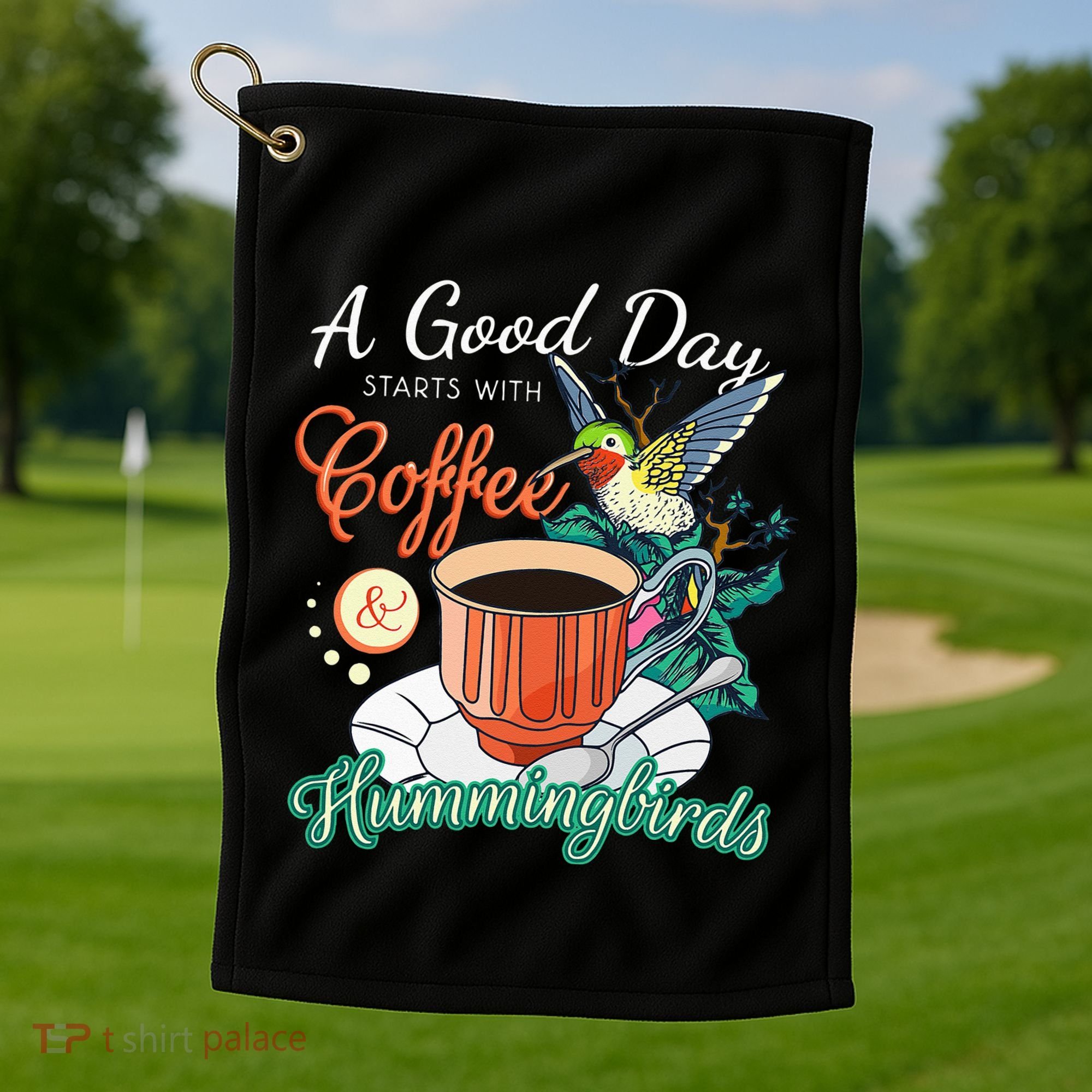 Hummingbirds Coffee Lover Nectar Feeder Animal Birds Gift Golf Towel