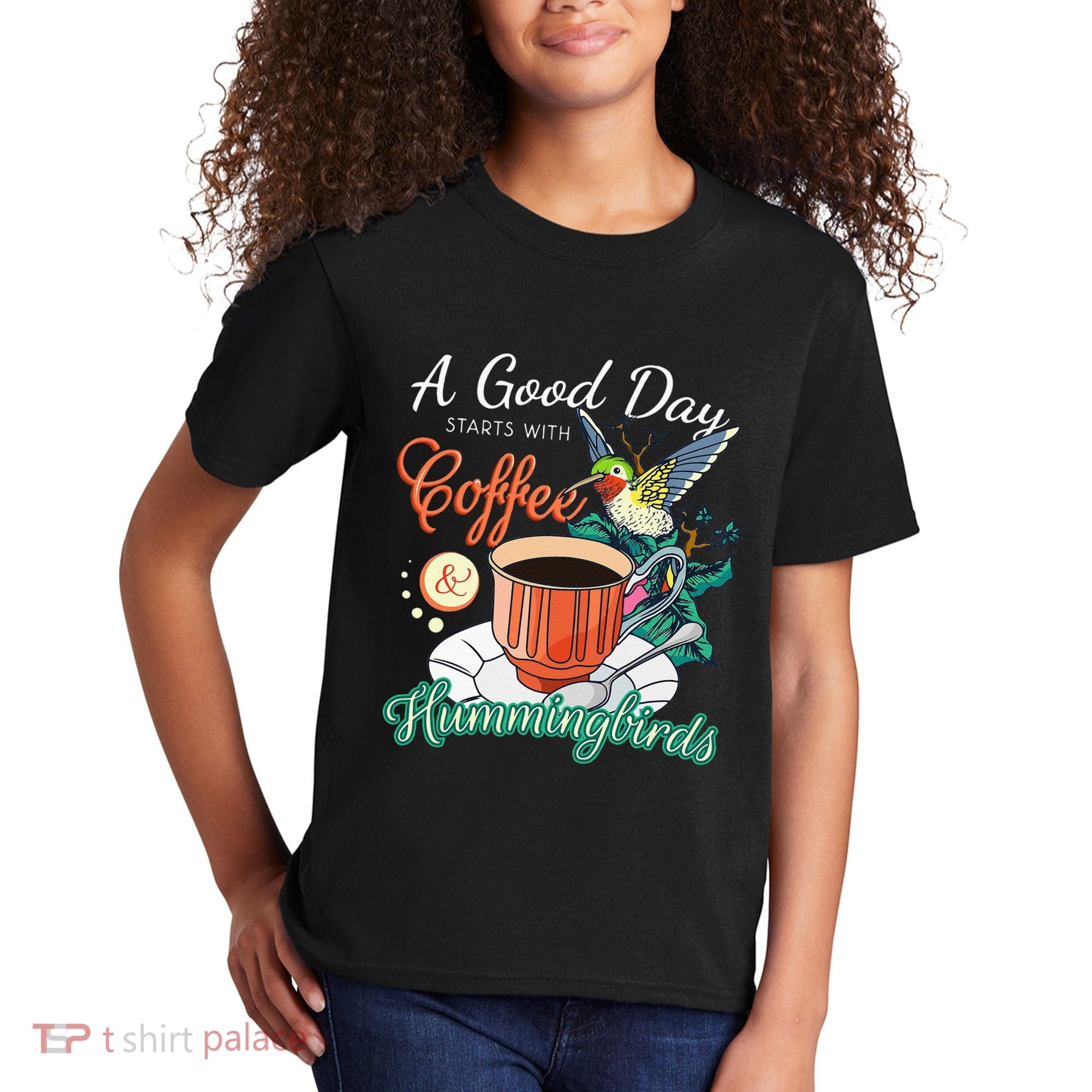 Hummingbirds Coffee Lover Nectar Feeder Animal Birds Gift Kids T-Shirt