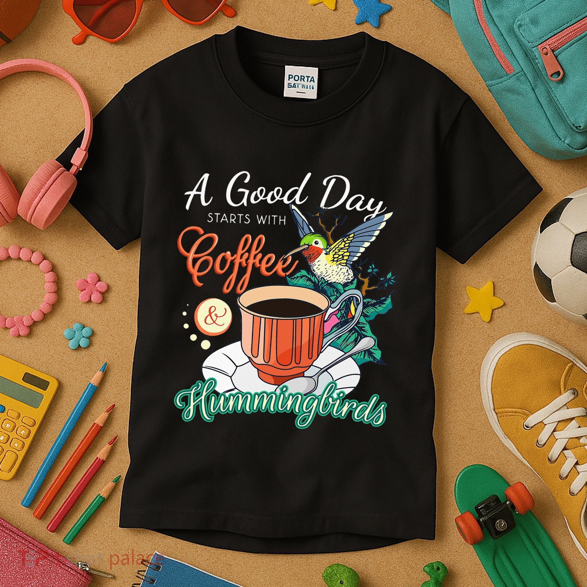 Hummingbirds Coffee Lover Nectar Feeder Animal Birds Gift Kids T-Shirt