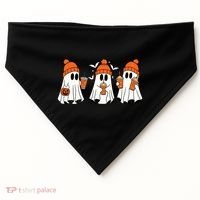 Halloween Coffee Lover Ghost USA-Made Doggie Bandana thumb 0
