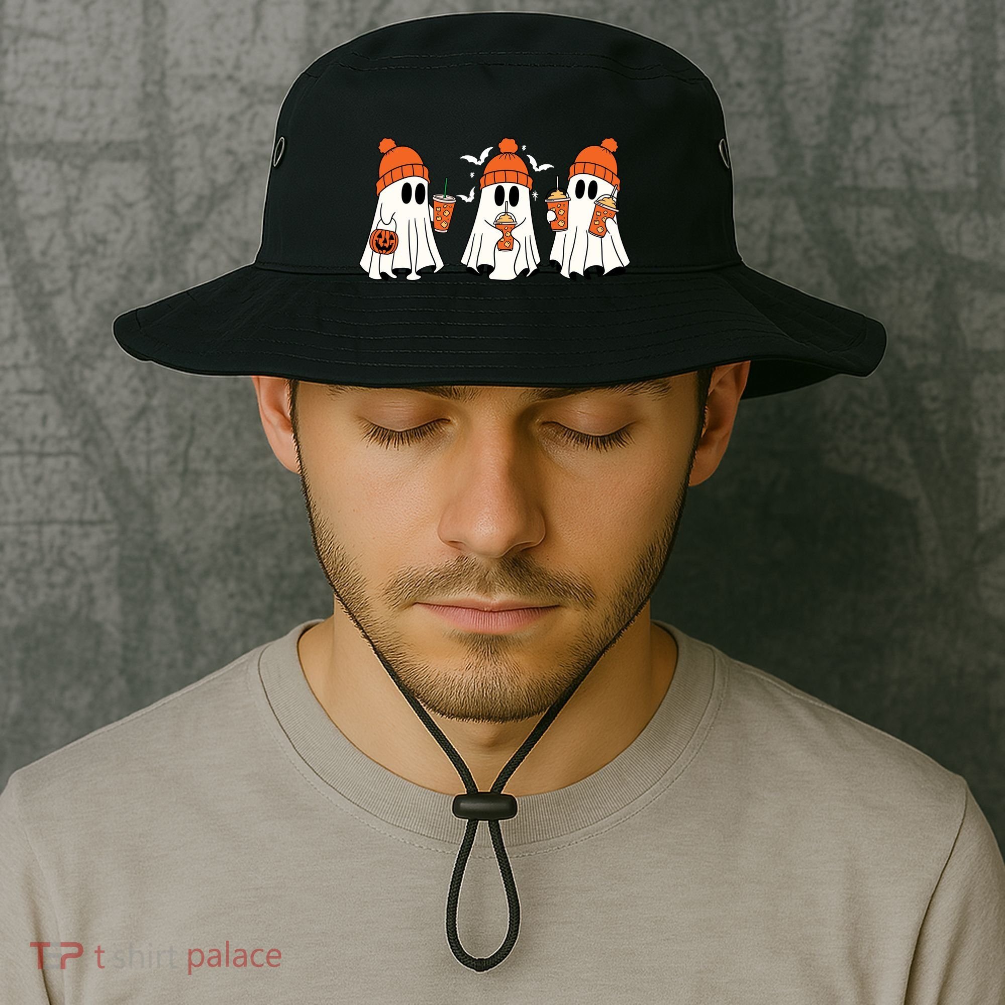 Halloween Coffee Lover Ghost Bucket Hat