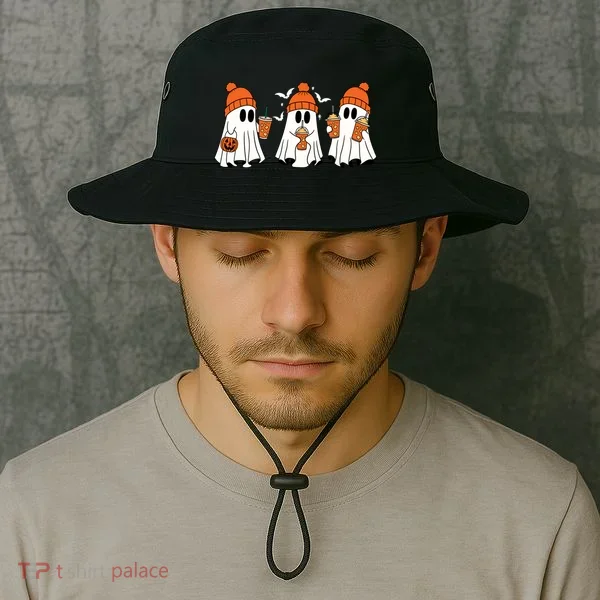 Halloween Coffee Lover Ghost Bucket Hat