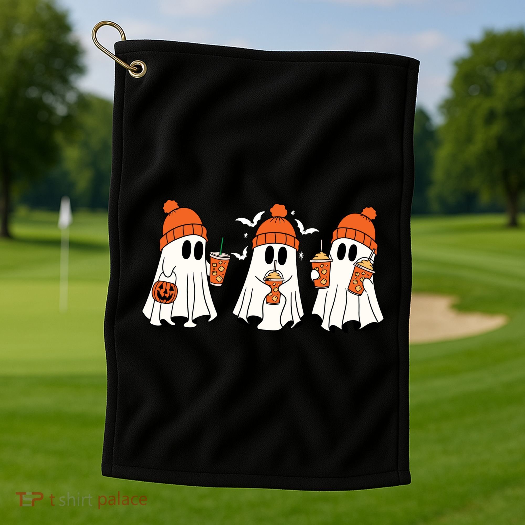 Halloween Coffee Lover Ghost Golf Towel