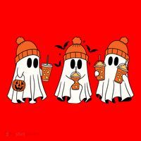Halloween Coffee Lover Ghost Santa Hat thumb 1