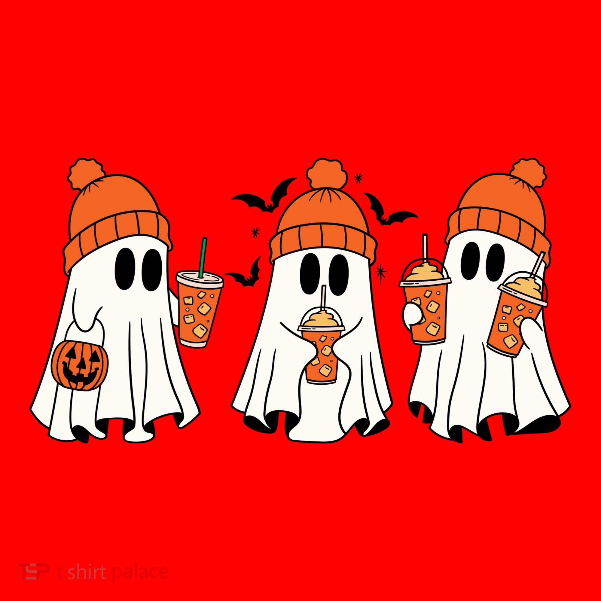 Halloween Coffee Lover Ghost Santa Hat