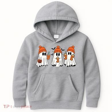 Halloween Coffee Lover Ghost Kids Hoodie