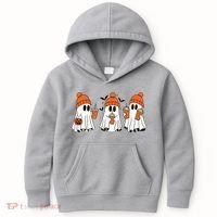 Halloween Coffee Lover Ghost Kids Hoodie thumb 0