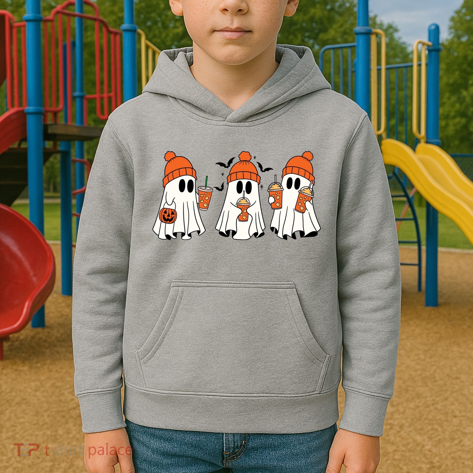 Halloween Coffee Lover Ghost Kids Hoodie