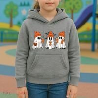 Halloween Coffee Lover Ghost Kids Hoodie thumb 3