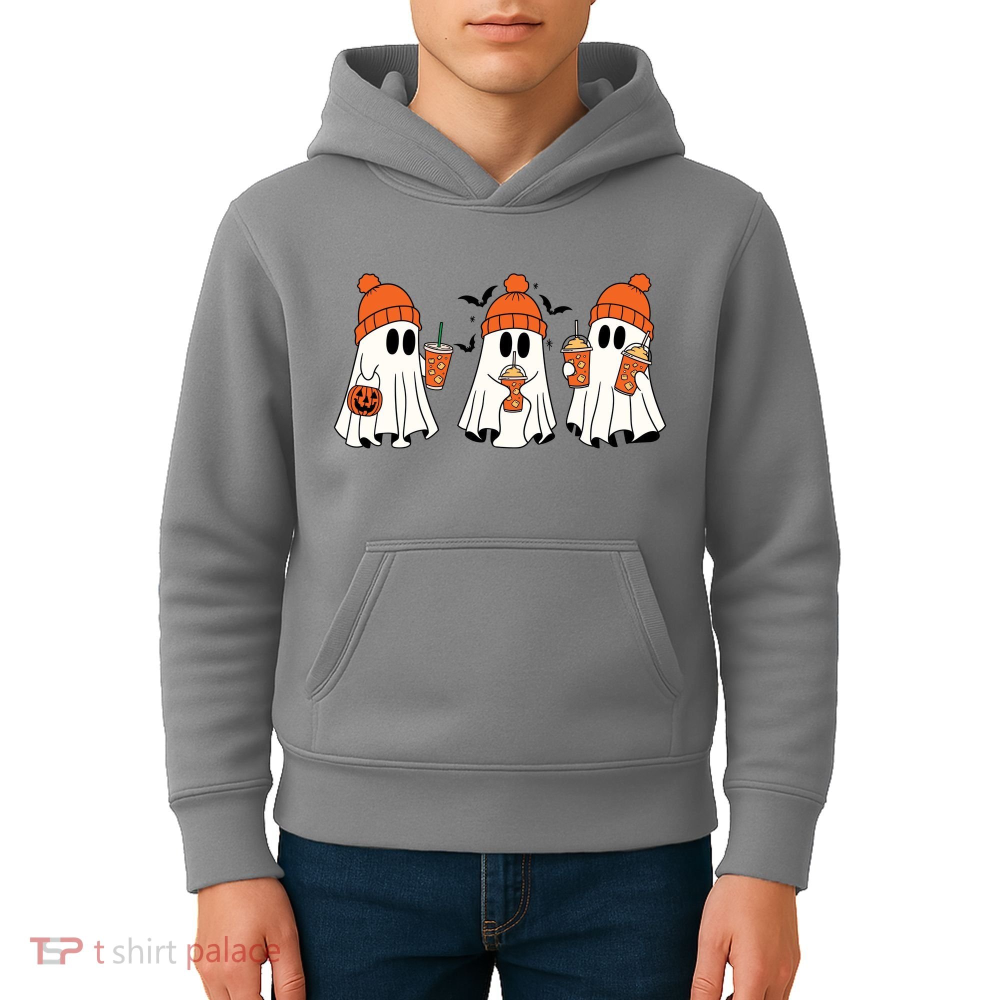 Halloween Coffee Lover Ghost Kids Hoodie