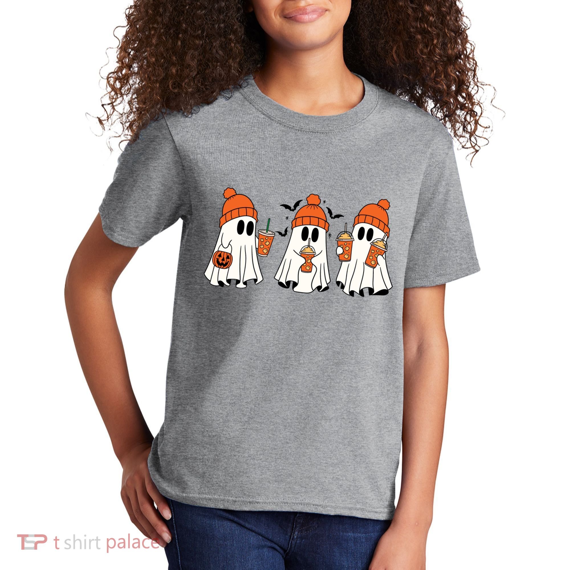 Halloween Coffee Lover Ghost Kids T-Shirt